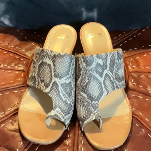 Snakeskin Pattern Women's Heeled Sandals - Picture 2 of 10